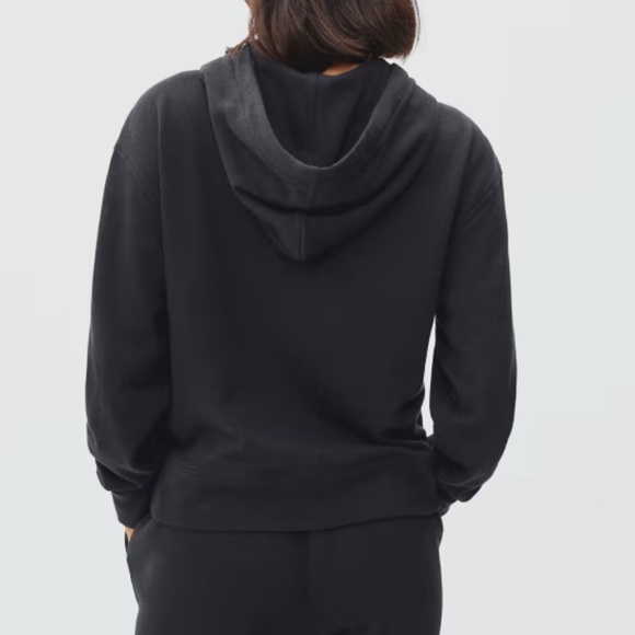 Everlane The Lightweight French Terry Crop Hoodie Sweatshirt Black XSmall Medium - Picture 4 of 8